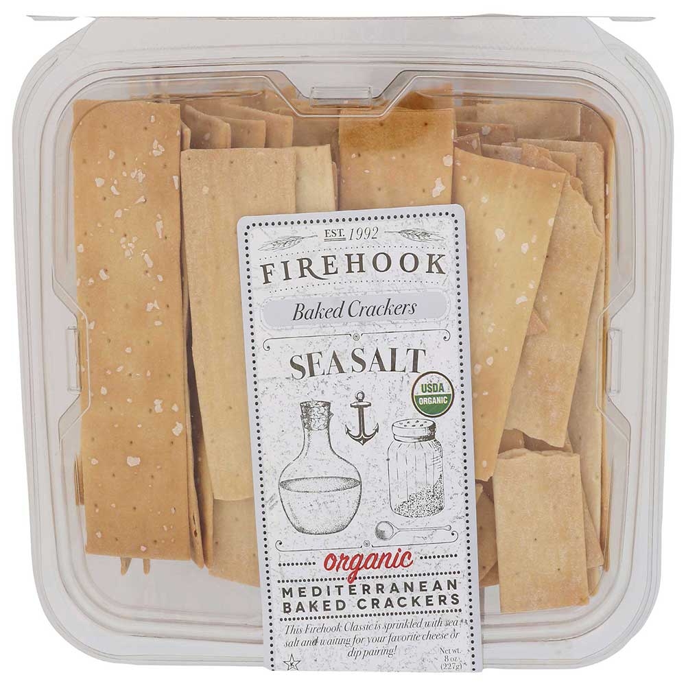 Firehook Organic Sea Salt Mediterranean Baked Crackers, 8 Ounce -- 12 per case