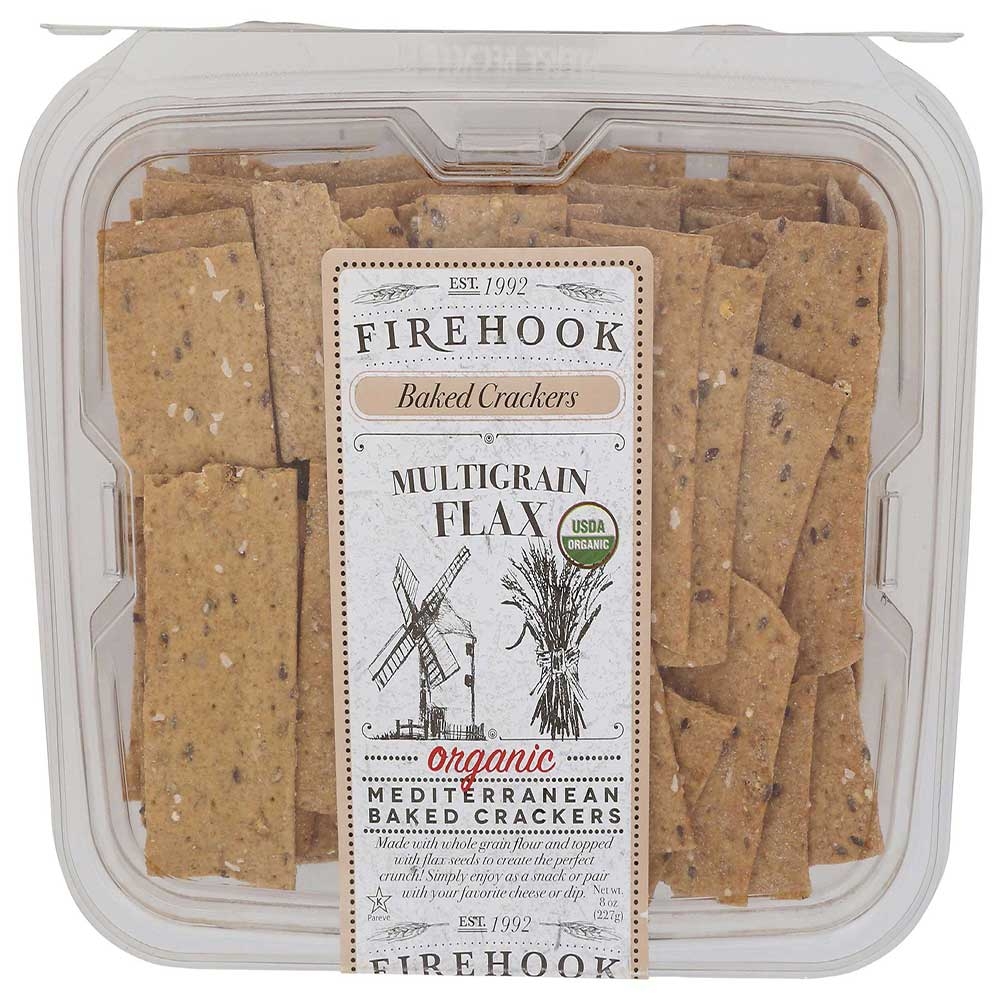Firehook Organic Multigrain Flax Mediterranean Baked Crackers, 8 Ounce -- 12 per case