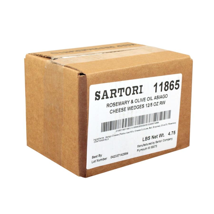 Sartori Reserve Rosemary and Olive Oil Asiago Cheese Wedge, 5 Ounce -- 12 per case.