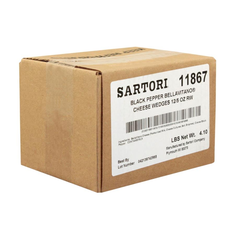 Sartori Reserve Black Pepper BellaVitano Cheese Wedge, 5 Ounce -- 12 per case.