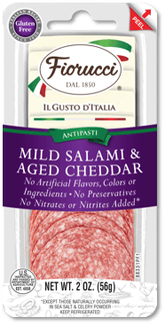 Fiorucci Mild Salami with Aged White Cheddar, 2 Ounce -- 12 per case