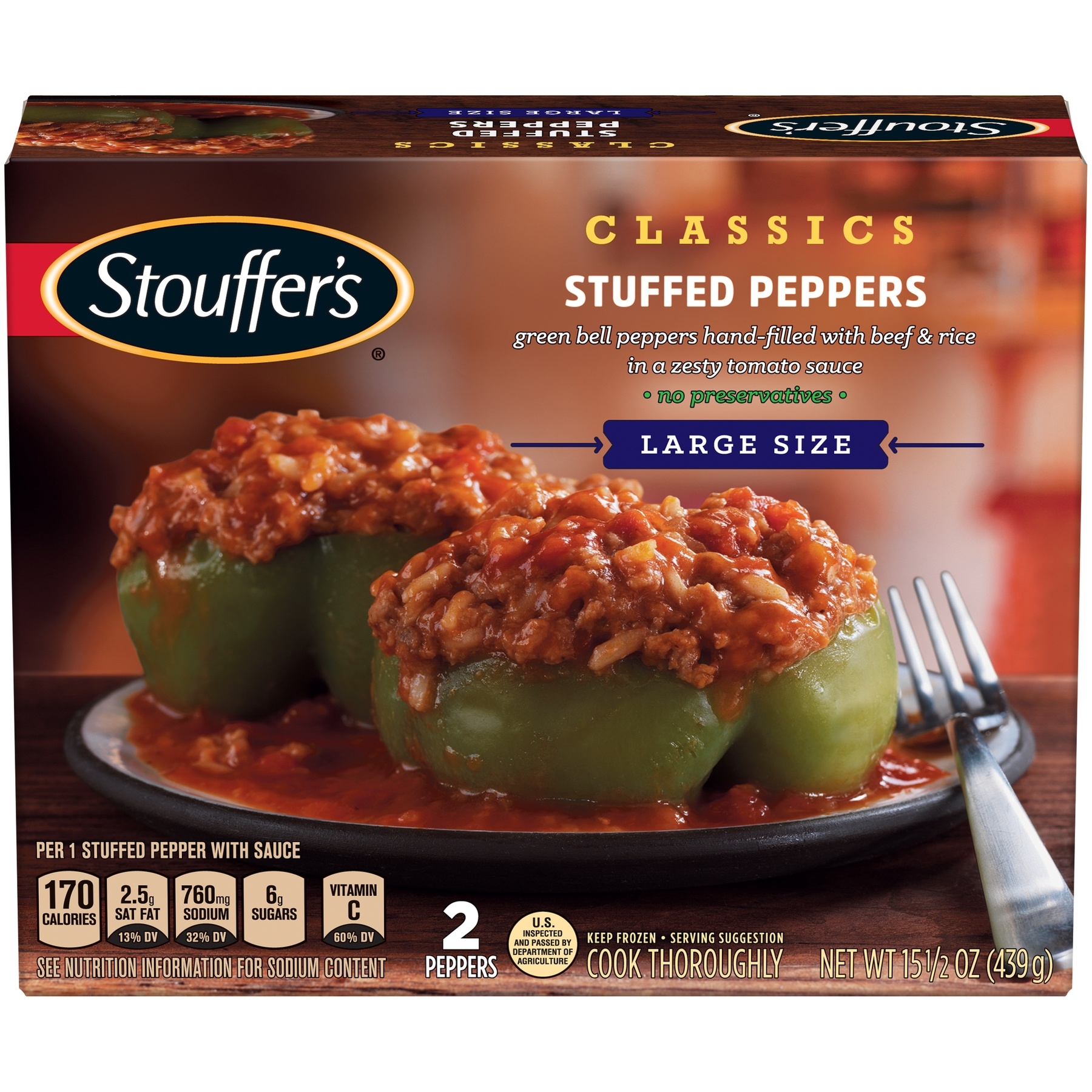 Nestle Stouffers Stuffed Green Pepper, 15.5 Ounce -- 12 per case.