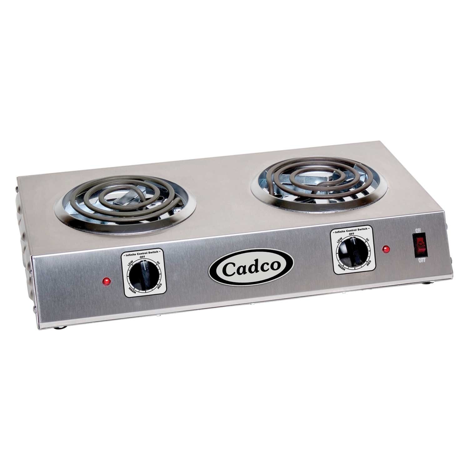 Cadco Portable Stainless Double Hot Plate with Tubular Elements, 21 1/4 x 4 1/8 x 12 3/16 inch