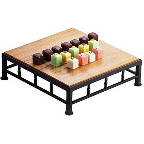 Cal-Mil Iron Square Riser with Bamboo Top, 12 x 12 x 3 inch