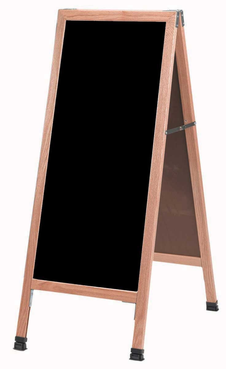 Aarco Solid Oak Wood A-Frame Sidewalk Black Composition Chalkboard, 42 x 18 inch