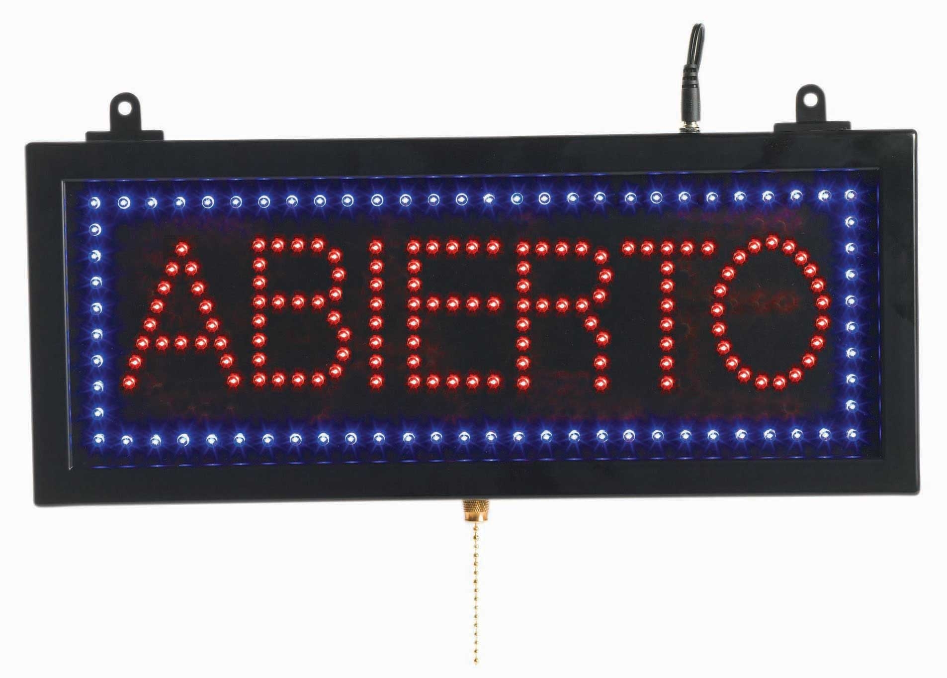 Aarco Black High Visibility Small Spanish Abierto LED Sign, 6 3/4 x 16 1/8 inch