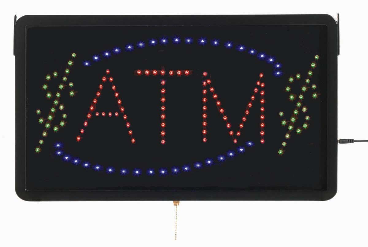 Aarco Black High Visibility Large ATM LED Sign, 13 x 22 inch