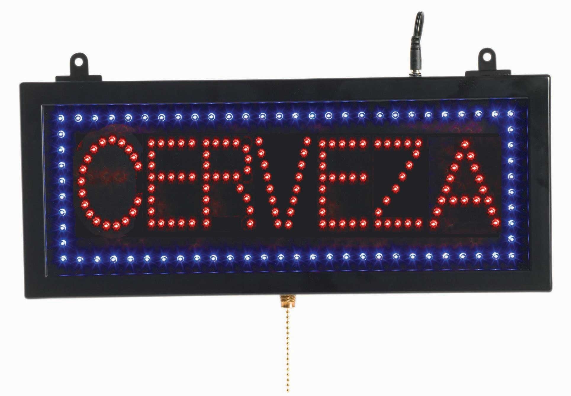 Aarco Black High Visibility Small Spanish Cerveza LED Sign, 6 3/4 x 16 1/8 inch