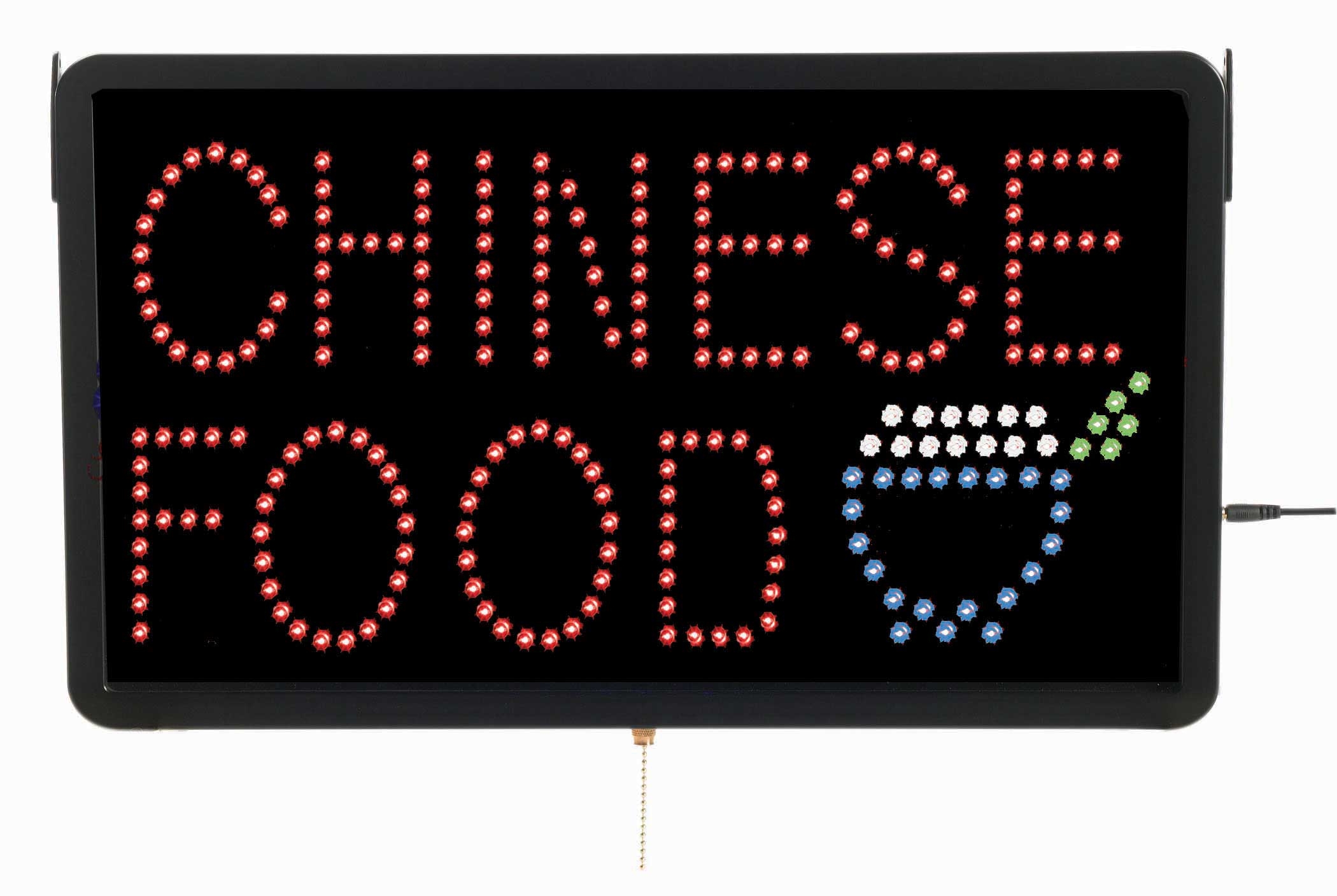 Aarco Black High Visibility Large Chinese Food LED Sign, 13 x 22 inch