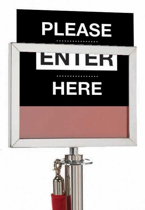 Aarco Chrome Sign Holder for Rope Post, 8.5 x11 inch