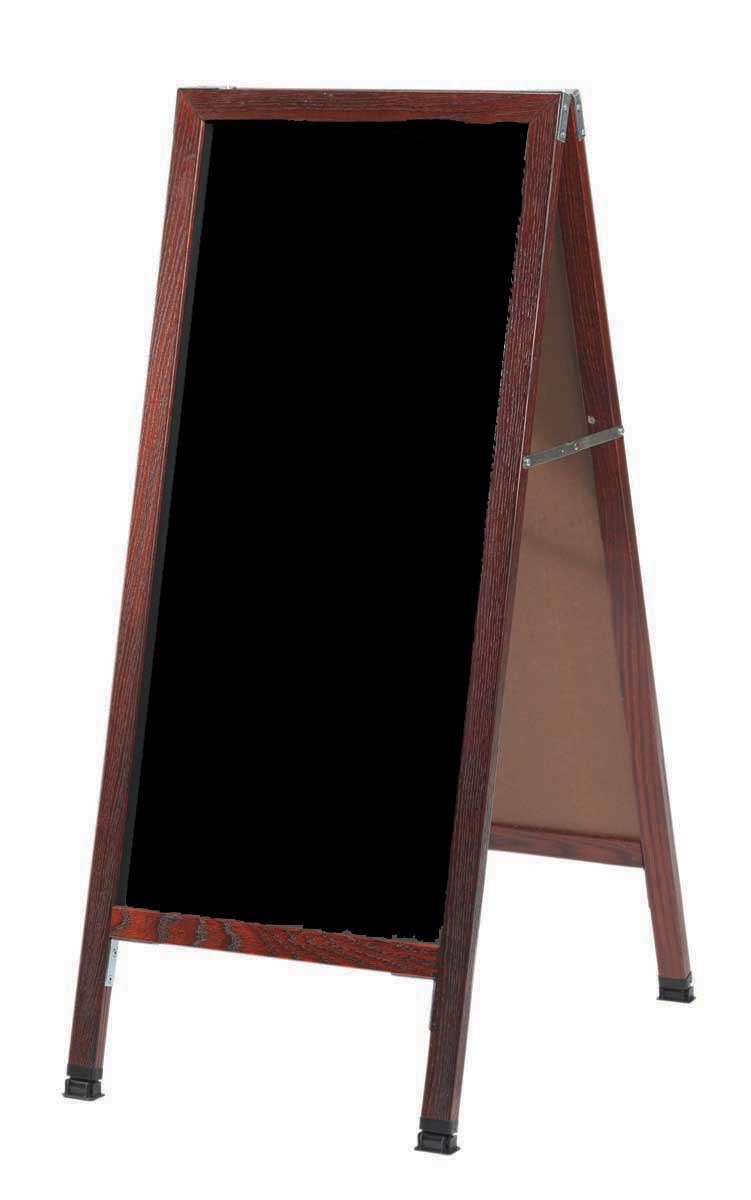 Aarco Solid Oak Wood with Cherry Finish A-Frame Sidewalk Black Composition Chalkboard, 42 x 18 inch