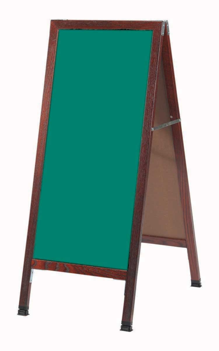 Aarco Solid Oak Wood with Cherry Finish A-Frame Sidewalk Green Composition Chalkboard, 42 x 18 inch