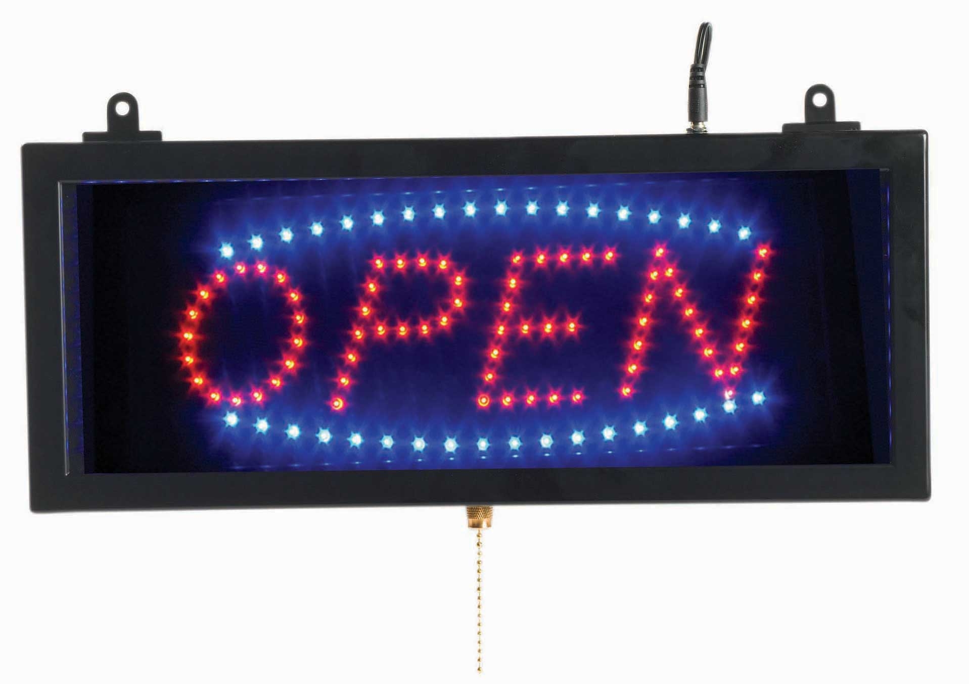 Aarco Black High Visibility Small Open LED Sign, 6 3/4 x 16 1/8 inch