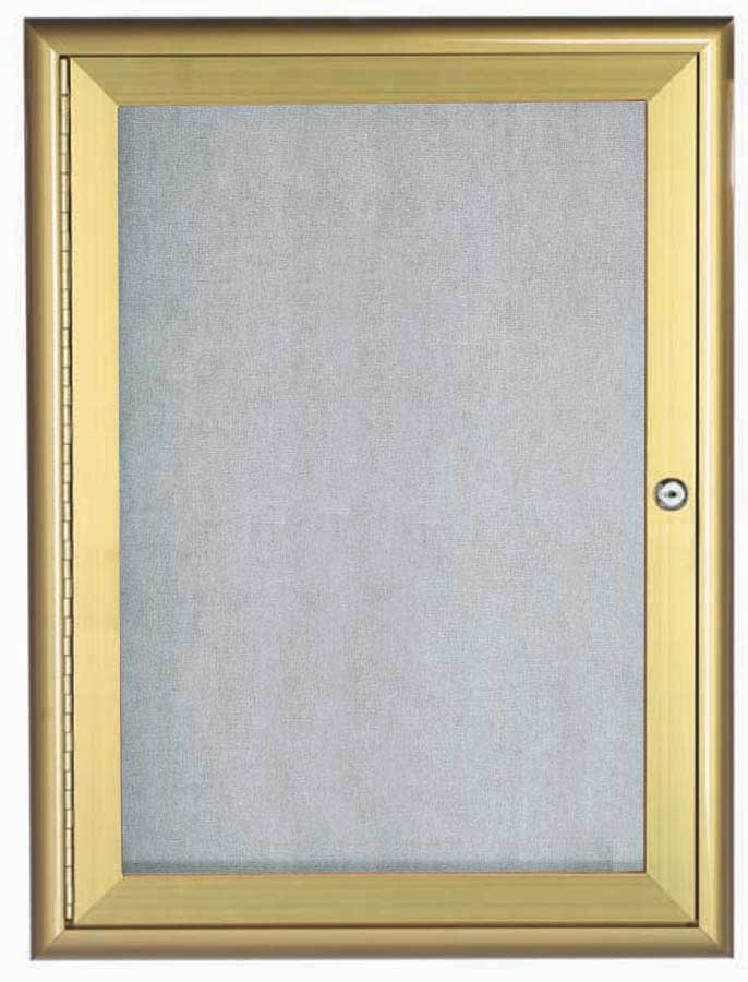 Aarco Indoor/Outdoor Waterfall Series Gold Enclosed Bulletin Board, 36 x 24 inch