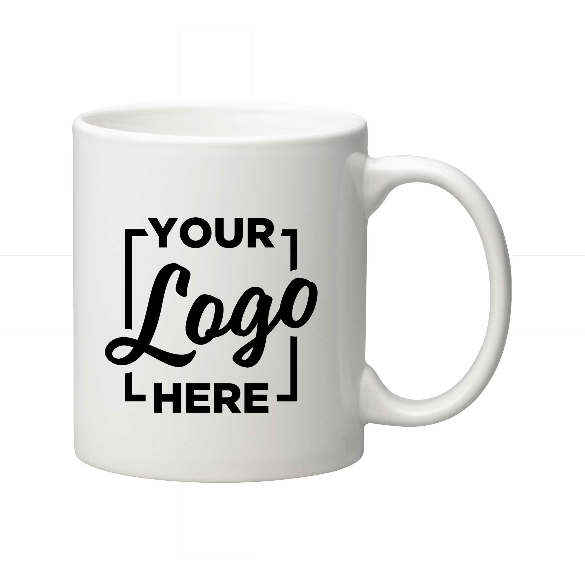 BGD Promo White C Handle Mug with 1 COLOR Custom Logo, 11 Ounce Capacity -- 144 per case