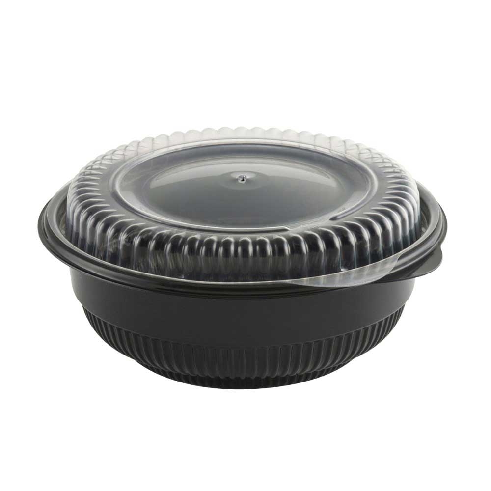 Anchor Packaging Incredi-Bowl Round Black Polypropylene Bowl with Lid, 16 Ounce Capacity -- 250 per case