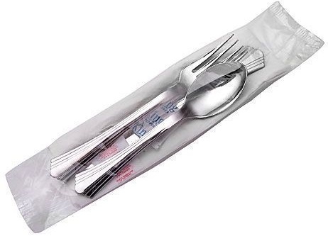 Wna Reflections Polystyrene Silver Fork/Knife/Spoon Salt and Pepper Linen Quality White 2 Ply Napkin Kit -- 100 per case.