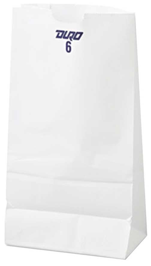Duro Hilex Poly Standard White Virgin Paper Self Opening Style Grocery Bag, 6 Pound -- 500 per case