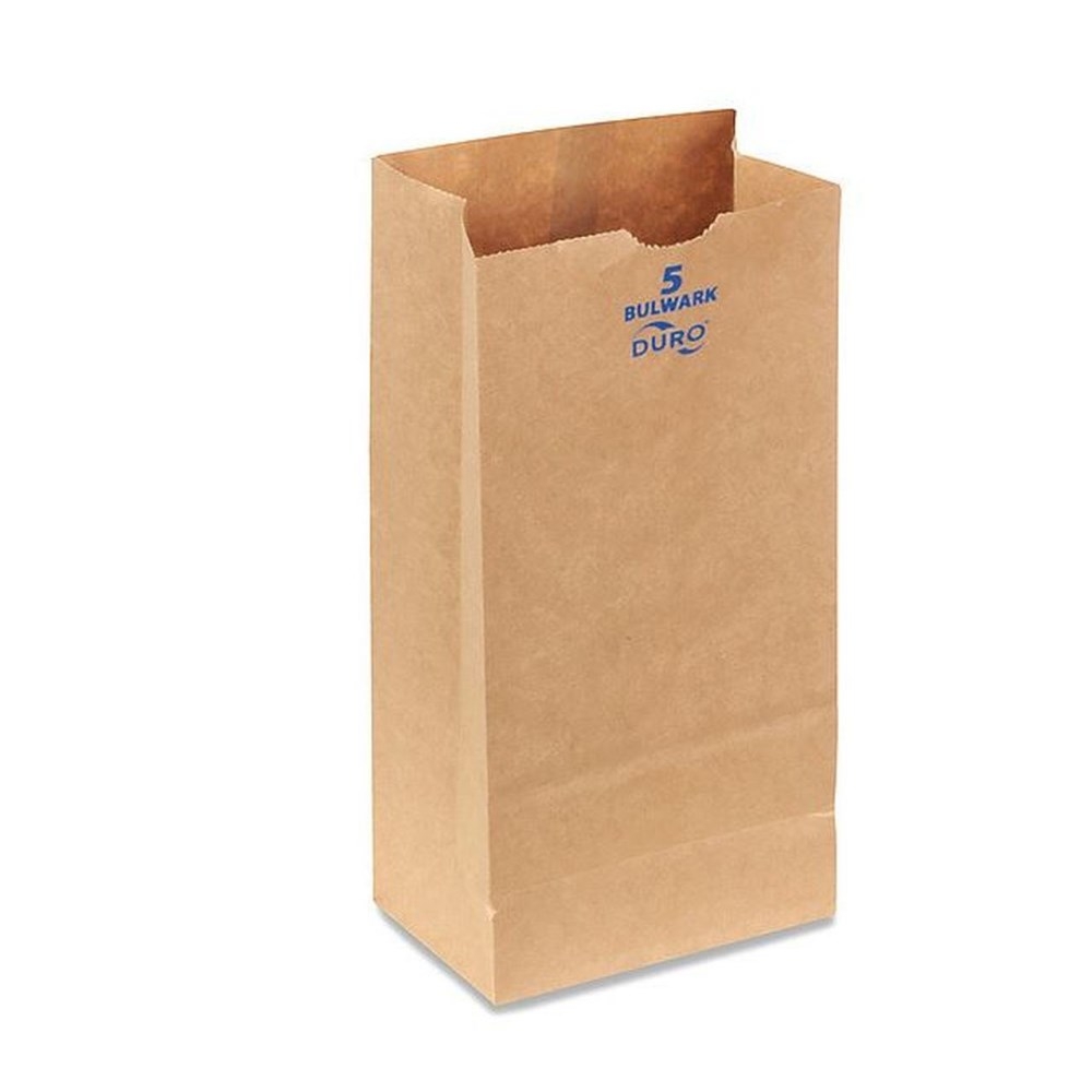 Duro Number 5 Bulwark SOS Kraft Extra Heavy-Duty Virgin Paper Grocery Bag, 5.25 X 3.43 X 10.93 inch -- 400 per case