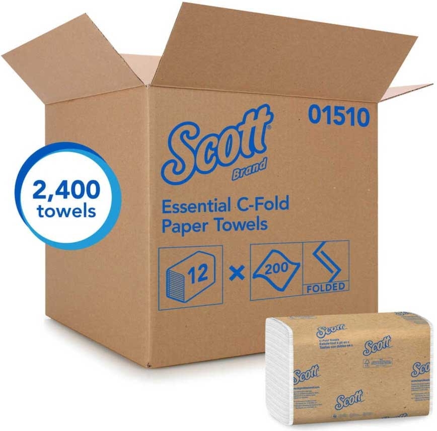 Scott Essential C Fold 1 Ply White Paper Towel, 13.15 x 10.125 x 10.75 inch -- 2400 per case