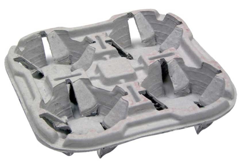 Pactiv Fiber Blend Natural 4 Cup Beverage Carrier, 2.25 x 10.5 x 10.5 inch -- 132 per case