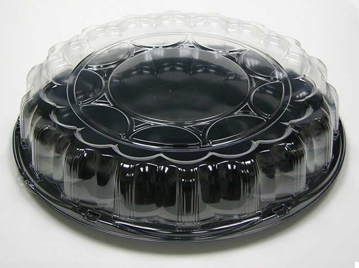 Pactiv HIPS Smart Lock Black Base Tray with Clear Lid, 18 inch -- 25 per case