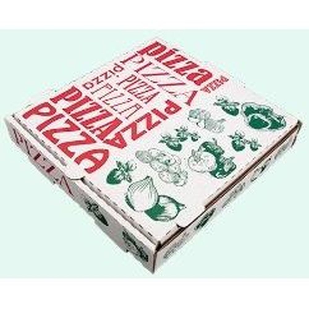 Southern Champion Tray White / Red / Green Stock Print Paper Pizza Box, 10 x 10 x 1.75 inch -- 50 per case