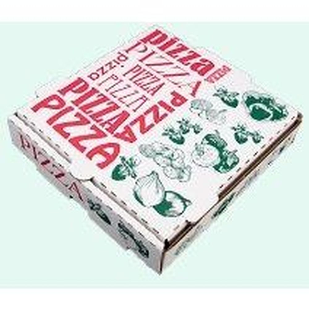 Southern Champion Tray White / Red / Green Stock Print Paper Pizza Box, 8 x 8 x 1.75 inch -- 50 per case