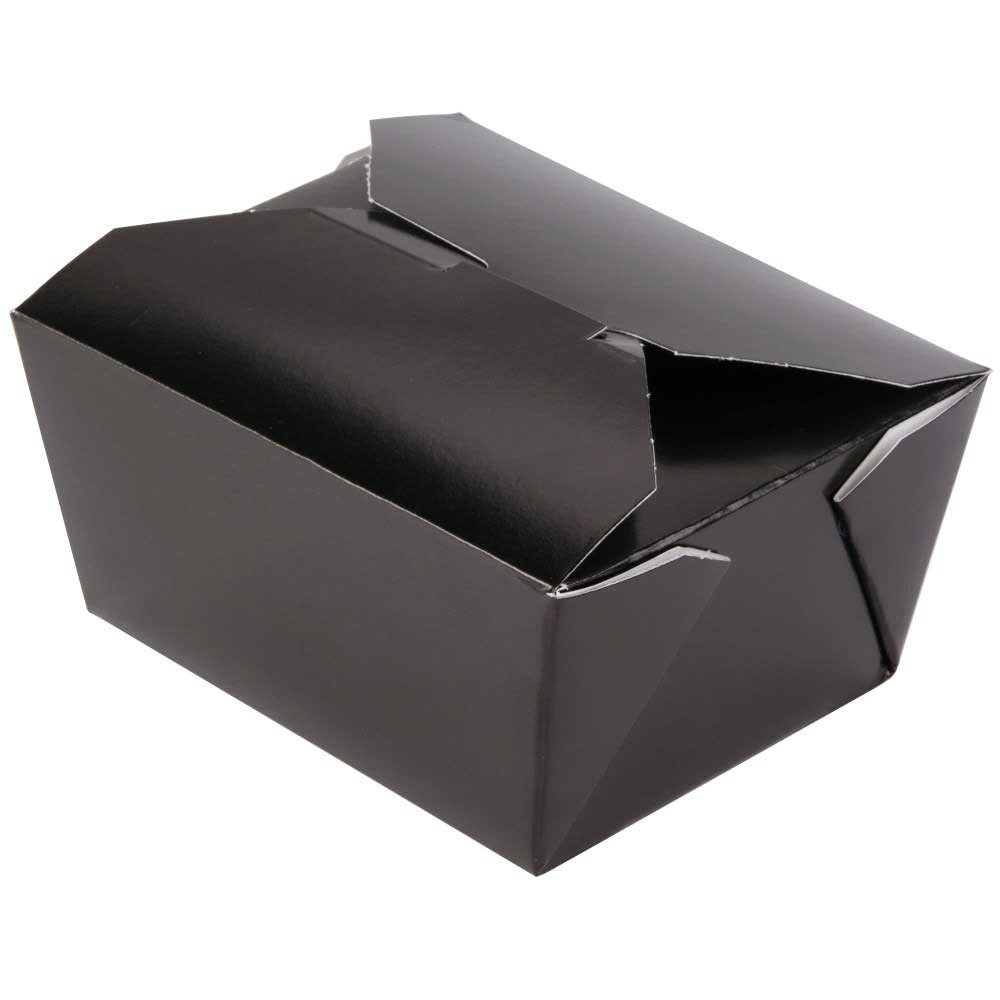 Westrock Bio-Pak Number 1 Black Rectangular Paper Food Container, 2.5 inch Height -- 450 per case