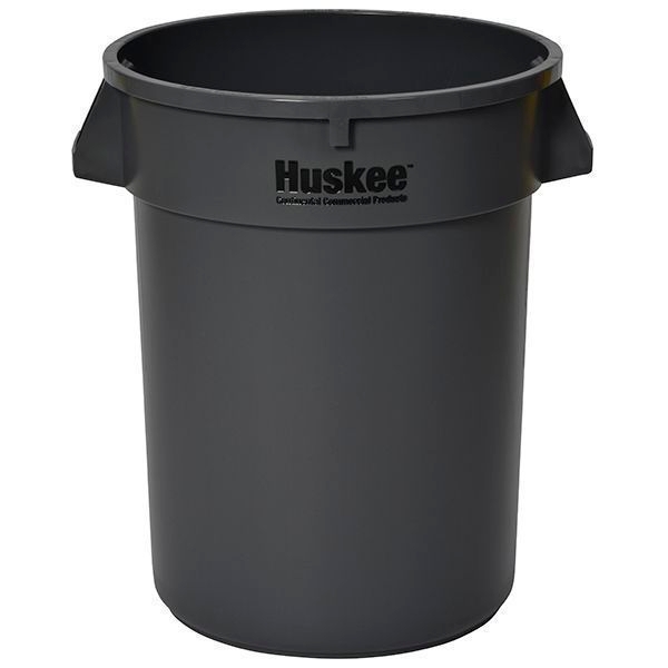 American Plastics Huskee Grey Round Receptacle Container, 32 Gallon Capacity -- 6 per case.