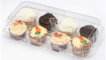 Lindar Corporation Polyethylene Terephthalate Large Clear Clamshell 8 Count Cupcake Container, 15.5 x 8.625 x 3.75 inch -- 100 per case