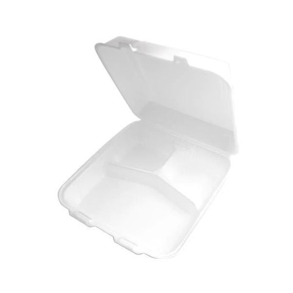 Dolco White Papercraft Happy Face 3 Compartment Foam Container, 8 x 8 inch -- 150 per case.