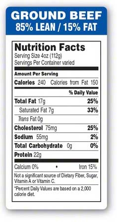 Epsen Hilmer Graphics 85 Percent Lean 15 Percent Fat Royal Blue Ground Beef Label, 1.5 x 3.0 inch -- 1000 per roll
