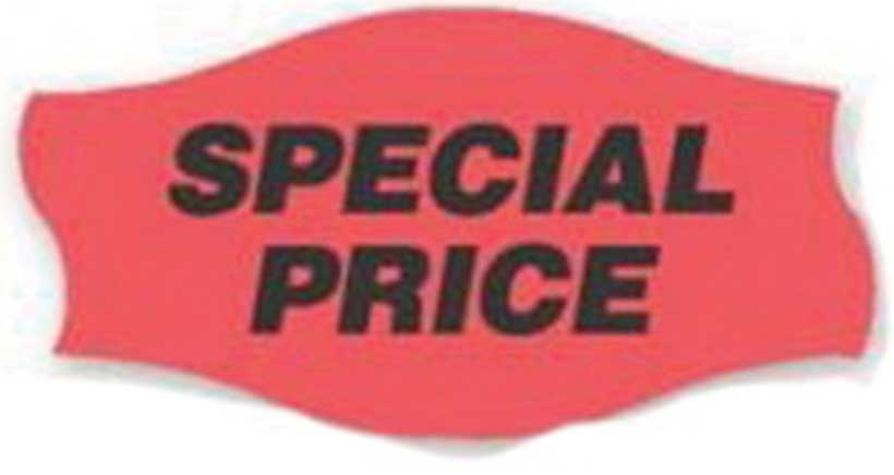 Epsen Hilmer Graphics Curly-Q Ground Day Glo Special Price Label -- 1000 per roll