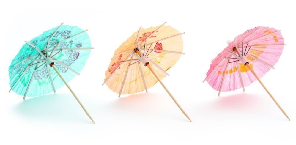 Poly King Assorted Colors Wood Umbrella Parasol Picks, 4 inch -- 1440 per case