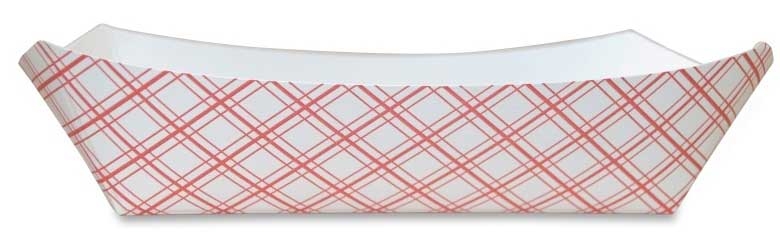 SQP Number 300 White/Red Plaid Paper Food Tray -- 500 per case