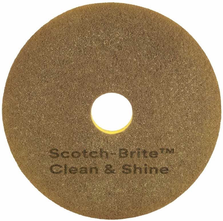 3M Scotch-Brite Polyester Brown Clean and Shine Pad, 14 inch -- 5 per case