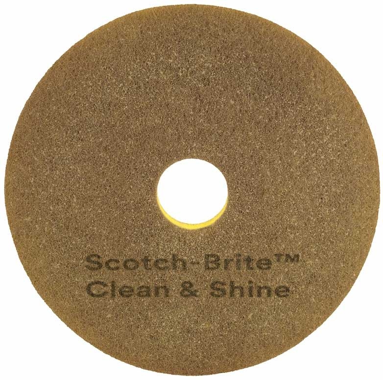3M Scotch-Brite Polyester Brown Clean and Shine Pad, 16 inch -- 5 per case