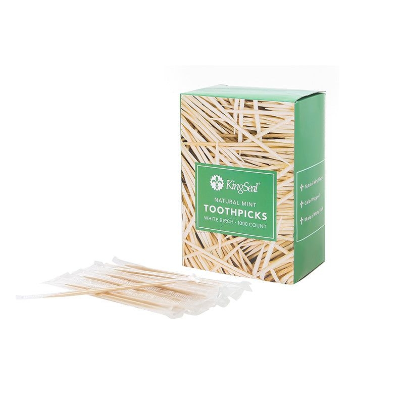 KingSeal Cello Wrapped Mint Round Birch Wood Toothpick, 2.5 inch -- 12000 per case