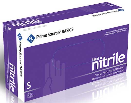 Prime Source Basics Blue Powder Free Small Nitrile Gloves -- 1000 per case