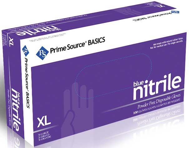 Prime Source Basics Blue Powder Free Extra Large Nitrile Gloves -- 1000 per case