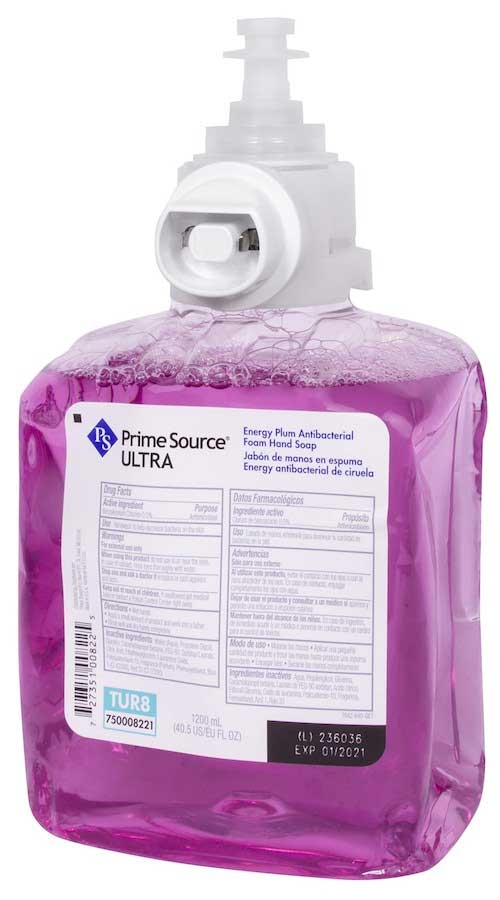 Prime Source Pink Ultra Energy Plum Antibacterial Foam Hand Soap, 1.2 Liter -- 2 per case