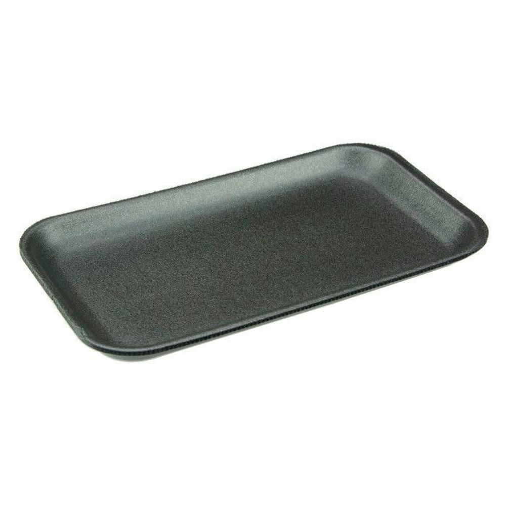 Prime Source 17S Black Polystyrene Foam Meat Tray, 8.25 x 4.75 x 0.58 inch -- 500 per case