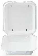 Darnel White Expanded Polystyrene Foam Hinged Container, 9.18 x 9.18 x 3 inch -- 200 per case