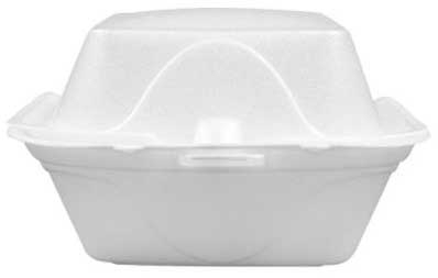 Darnel Expanded Polystyrene Foam White 1 Compartment Hinged Container, 6.25 x 6.25 x 3.1 inch -- 500 per case
