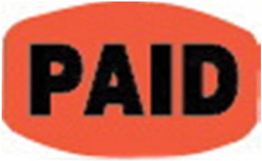 Advanced Labeling Systems Red Glo Paid Thank You Label -- 1000 per roll