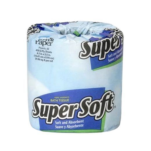 SuperSoft 2 Ply Paper Bath Tissue, 4.1 x 3.5 inch -- 96 per case.