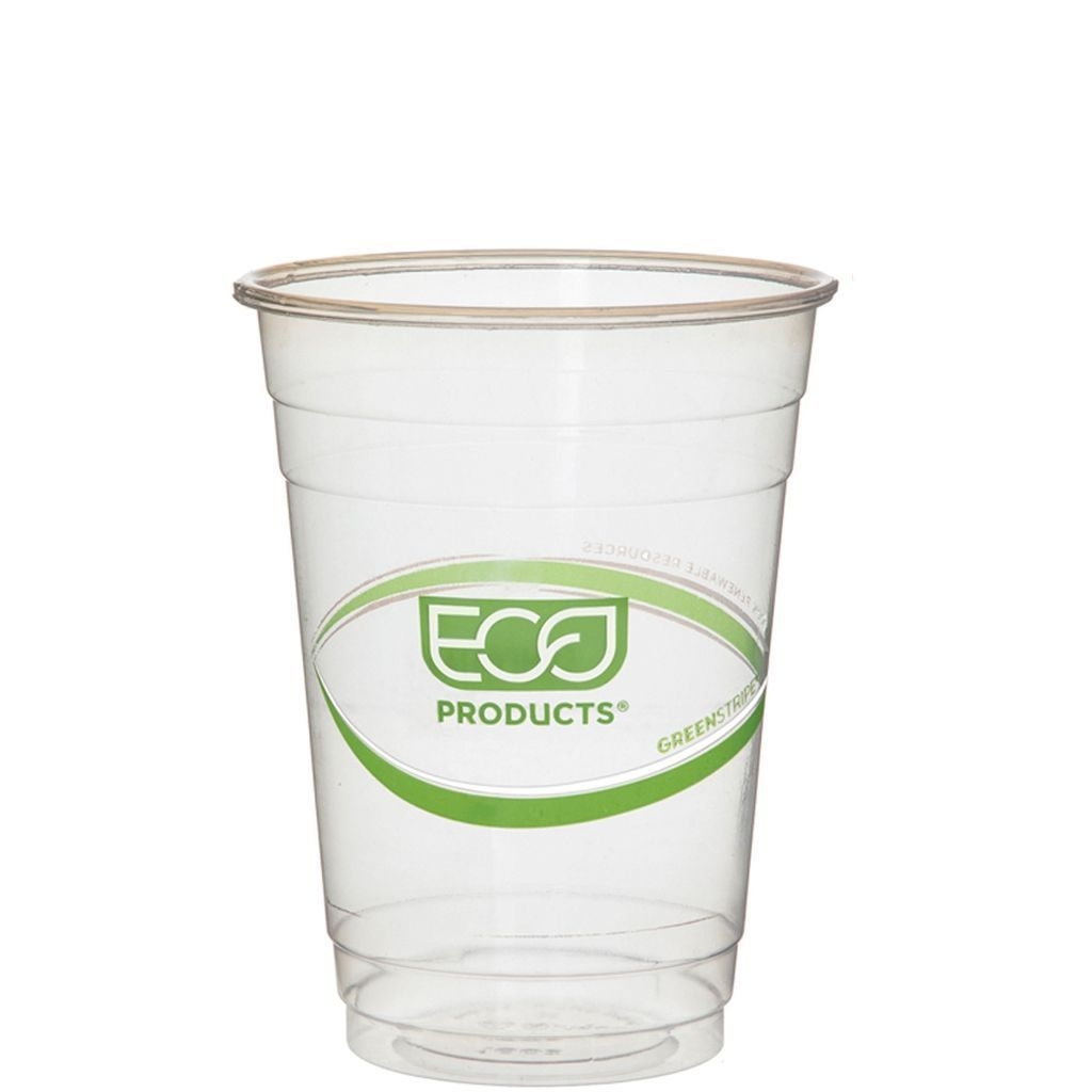 Eco-Products GreenStripe Compostable Plastic Cold Cup, 16 Ounce Capacity -- 1000 per case.