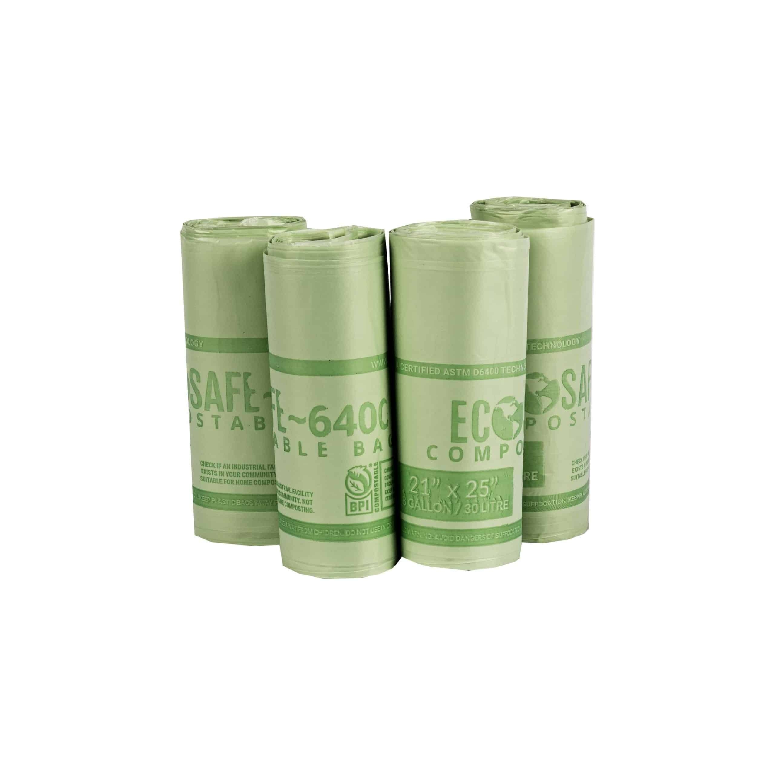 EcoSafe 0.6 Mil Low Density Compostable Can Liner, 21 × 25 inch -- 480 per case.