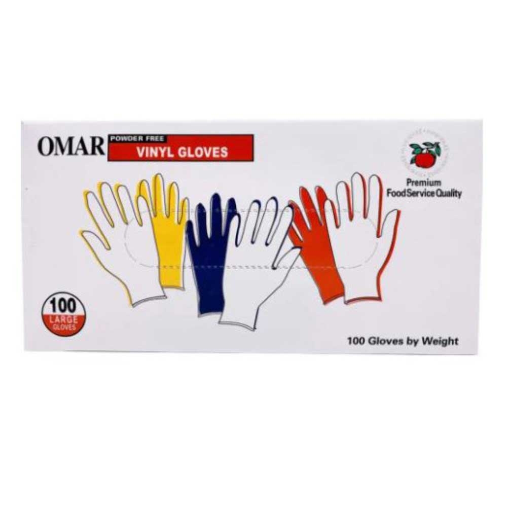 Omar Clear Small Powder Free Industrial Dispenser Vinyl Gloves - 100 per box